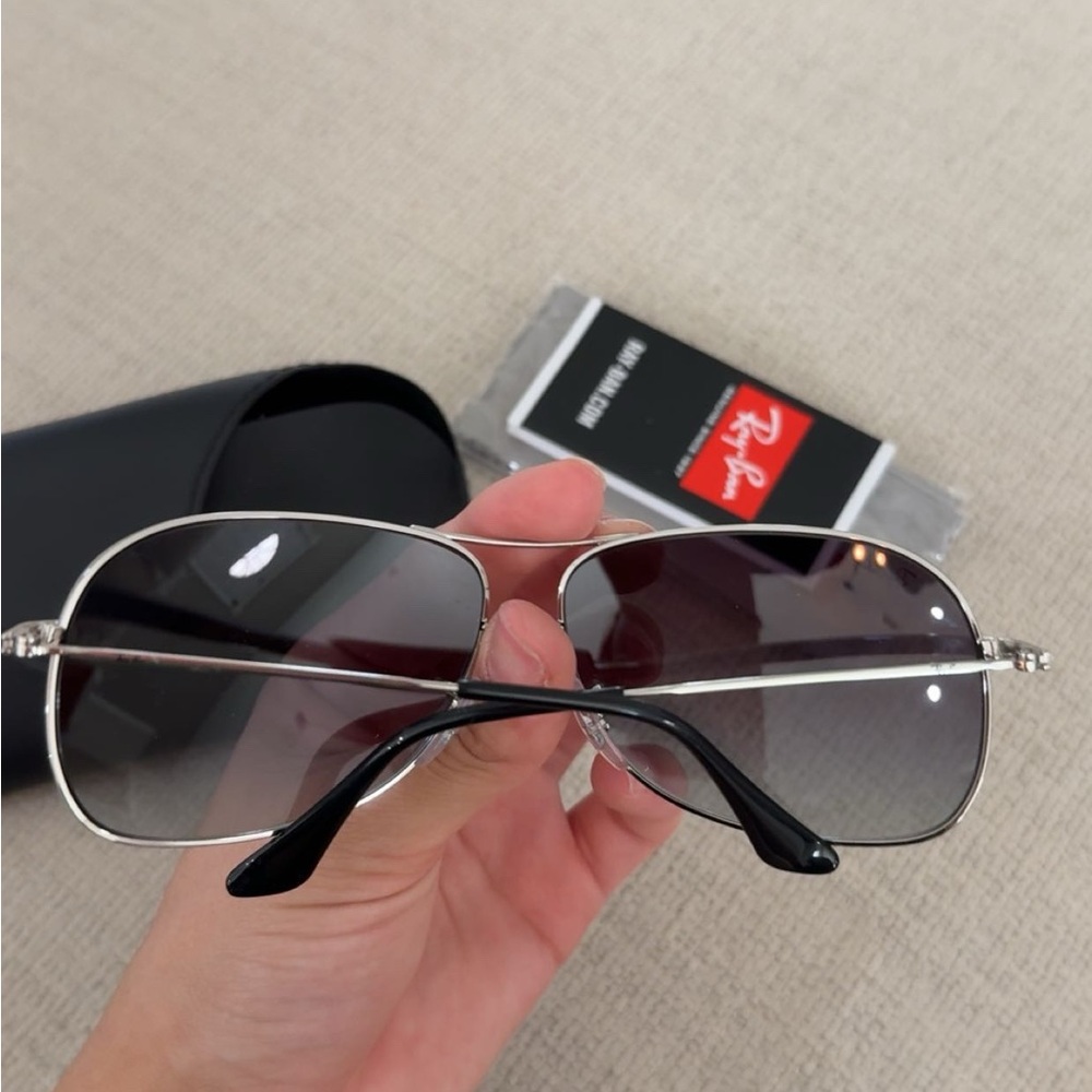 Ray-Ban Silver Frame Sunglasses with Black Temples